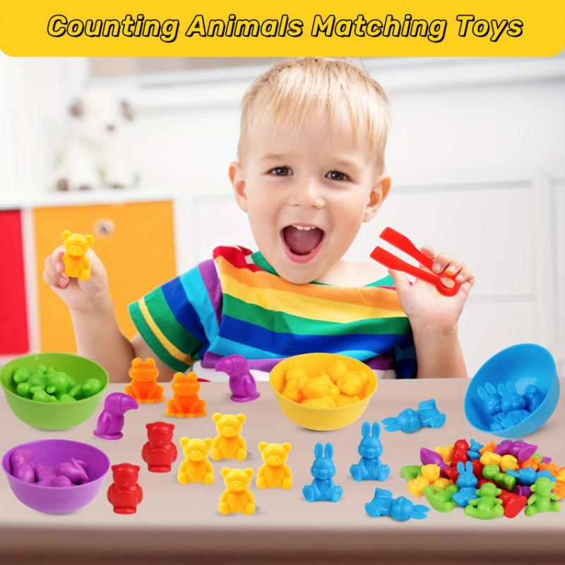 Counting Animal Toys, Stacking Bowl Matching Game, Color Sorting Math Learning Activity Toys, STEM Educational Sensory Toys, Christmas And Birthday Gifts