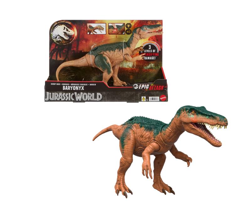 Jurassic World Epic Attack Baryonyx Dinosaur Toy Figure, Double Damage, Lights & Sounds