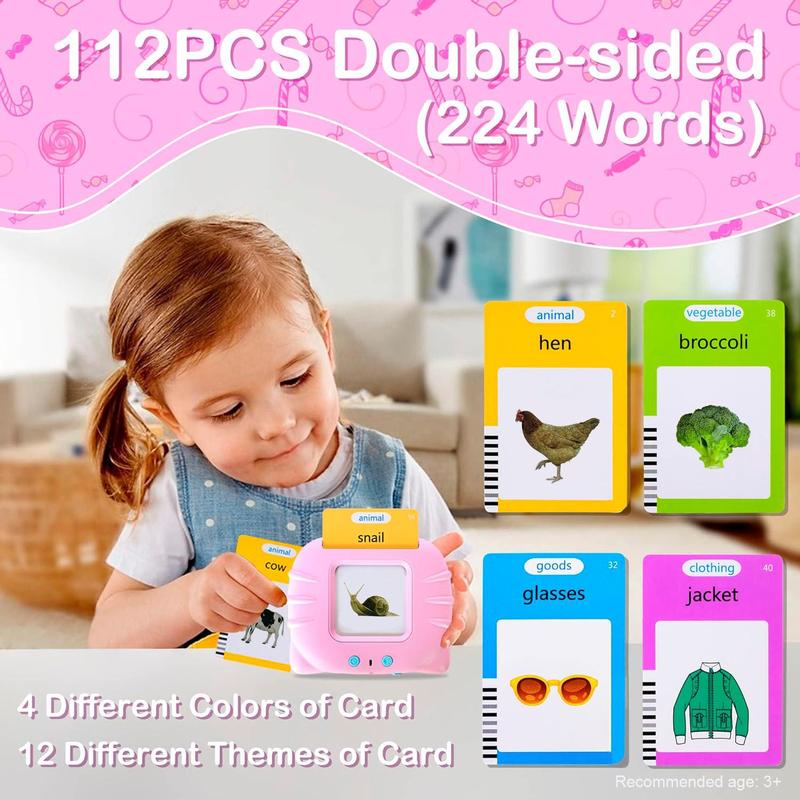 1 Piece Early Education Learning Device with 112pcs English Card, Flash Card Talking Toy