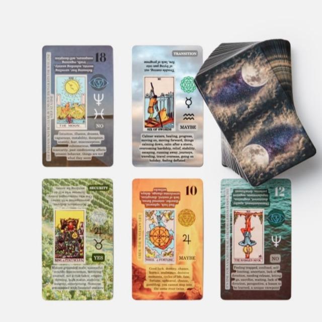 Learning Tarot Cards Deck, Tarot Cards for Beginners with Meanings on Them, Keywords, Chakra, Planet, Zodiac, Element, Yes or No, Affirmations