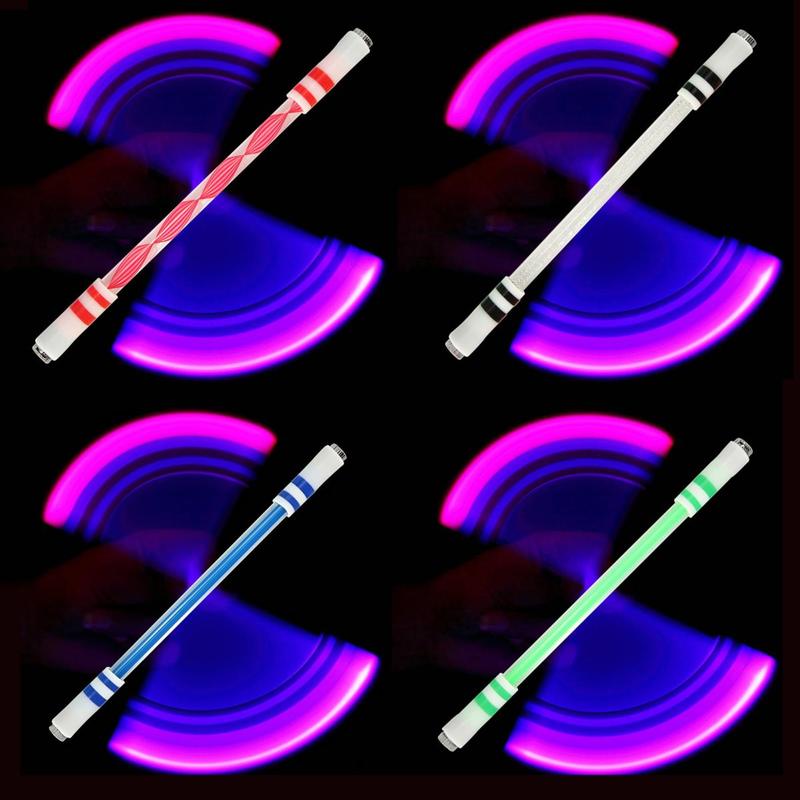 Random Color Glowing LED Spinning Pen, 1 2 3 4 Counts Rolling Stress Relieving Toy, Perfect Pocket-sized Gift for Christmas Halloween Thanksgiving(no Writing Function)