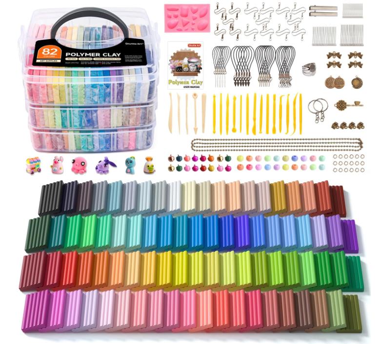 Shuttle Art 82 Colors Polymer Clay Kit with 19 Clay Tools, 16 Kinds of Accessories, Non-Toxic, Non-Sticky, Ideal DIY Art Craft Gift