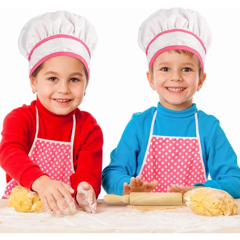 Kids Cooking Baking Set 19Pcs, Kids Chef Role Play Costume Set - Chef Hat and Matching Pink Apron Children Dress up Pretend Gift for 3 4 5 6 7 8 Year Old Girls Toys