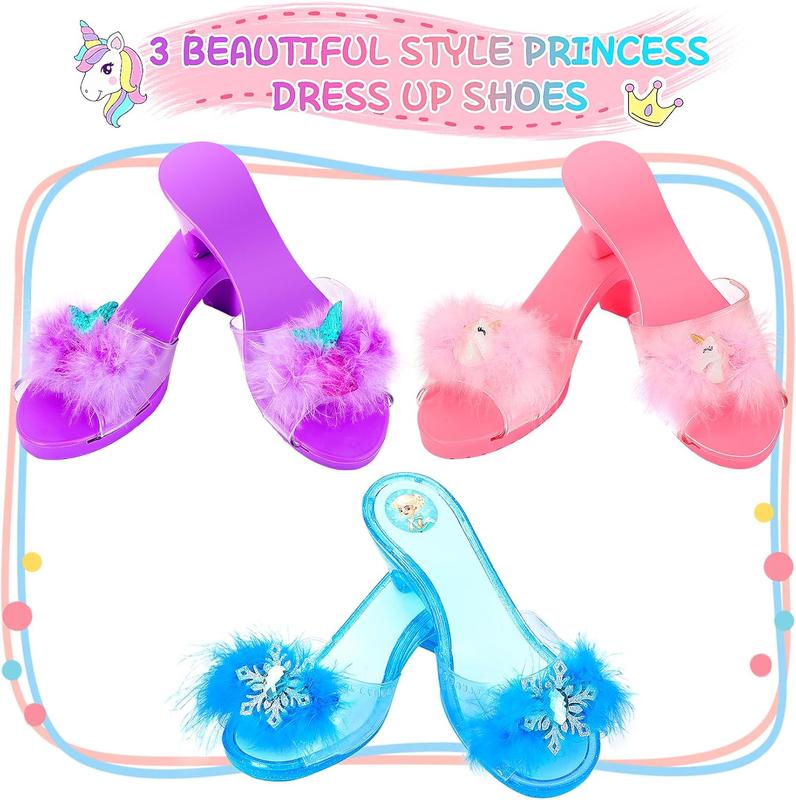 Christmas gift Princess Dress Up Toy Set for Girls (Ages 3-6) – Jewelry Boutique Kit, Skirts & 3 Pairs of Princess Shoes – Perfect Role Play Gift