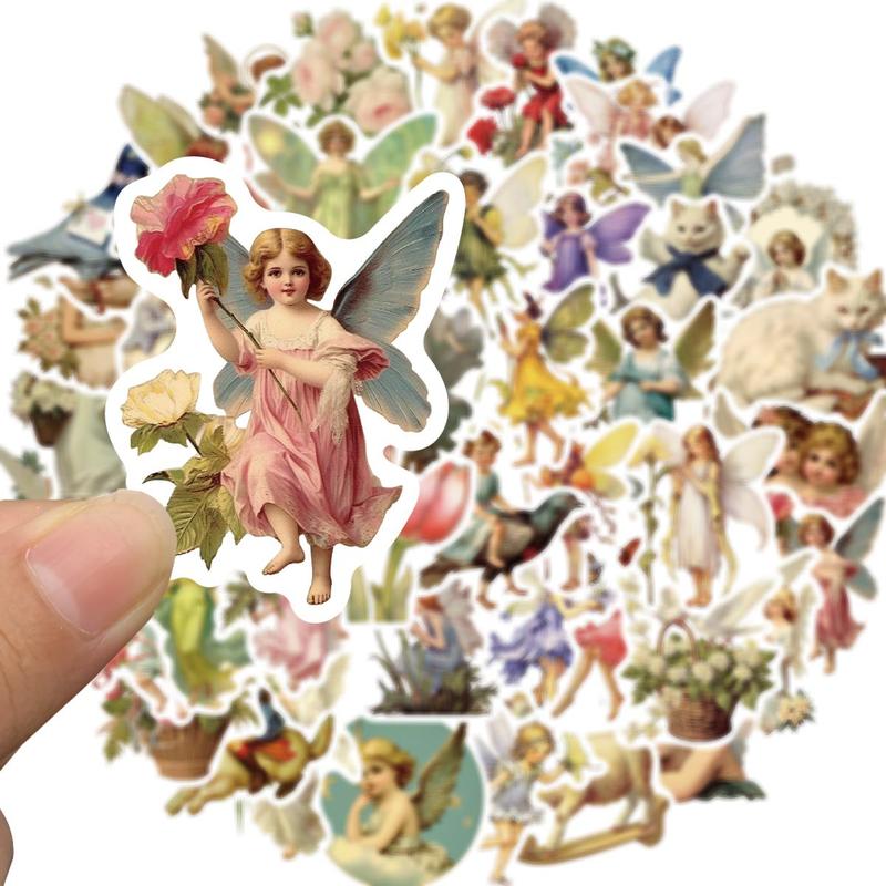 Vintage Fairy Pattern Sticker, 50pcs set Retro Fairy Tale Classic Vintage Sticker, DIY Decorative Sticker for Laptop, Phone, Luggage, Scrapbook