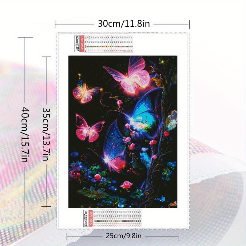 DIY Artificial Rhinestones Arts Painting Kit Without Frame, Butterfly Landscape Pattern DIY Painting, Handmade Craft Wall Art Decoration