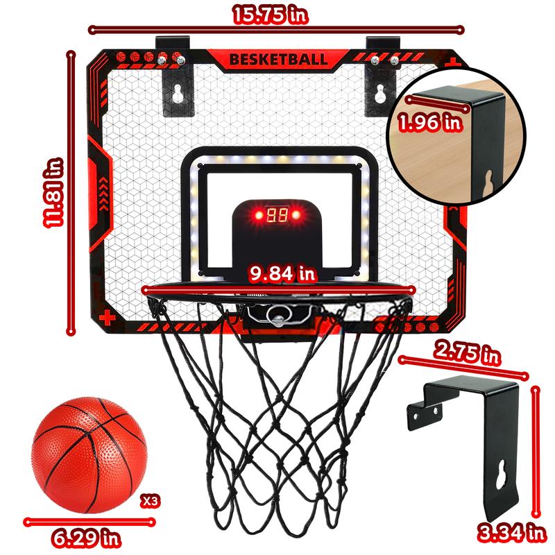 Indoor Mini Basketball Hoop, Basketball Frame for Kids with Electronic Scoreboard & 3 Balls - Birthday Christmas Gifts for Ages 5-12