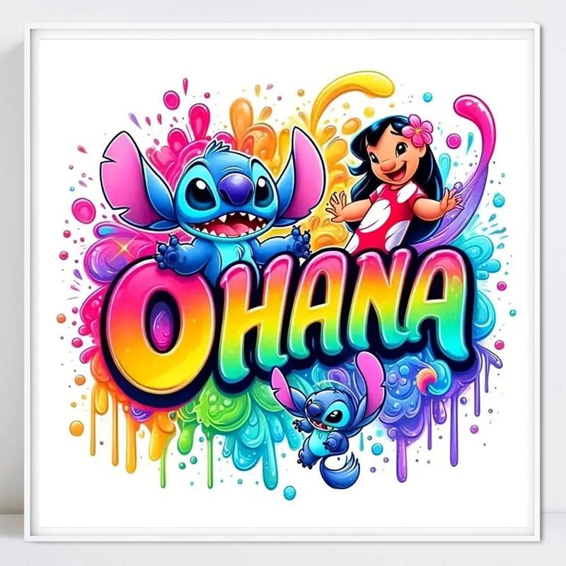 Lilo & Stitch Pattern Diamond Arts Colorful Painting Kit without Frame, 5D Diamond Decorative Art Crafts for Gifts, DIY Wall Art Decoration