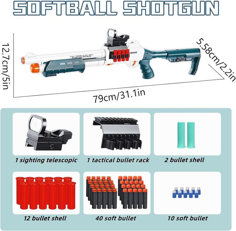 Toy Gun Foam Blasters (31-Inch) Soft Bullet Shotgun with 10 Shells and 40 Soft Darts