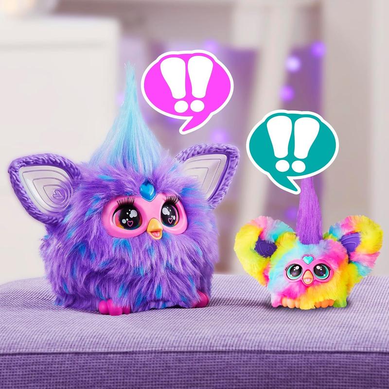 Furby Furblets Ray-Vee Mini Friend, 45+ Sounds, Electronica Music, Speaks Only Furbish, Electronic Plush Toys for Girls & Boys, Interactive Pets, Rainbow, 6+