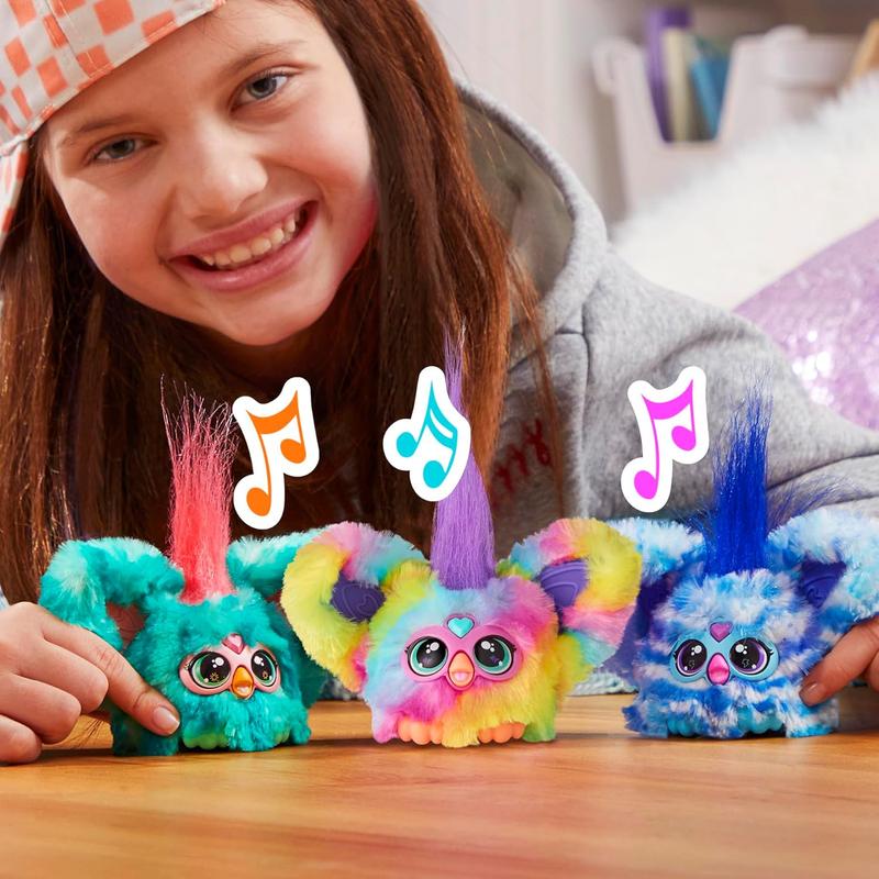 Furby Furblets Ray-Vee Mini Friend, 45+ Sounds, Electronica Music, Speaks Only Furbish, Electronic Plush Toys for Girls & Boys, Interactive Pets, Rainbow, 6+