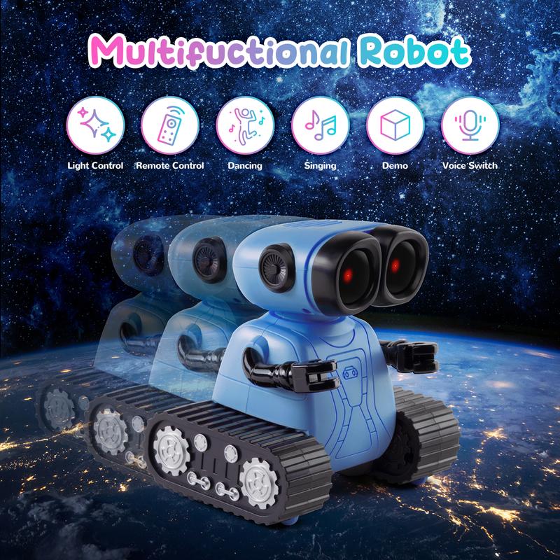 SGILE Remote Control Robot Toys with Music and LED Eyes, Auto-Demonstration, RC Rechargeable Emo Robots for Kids