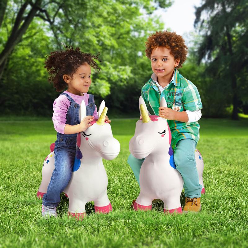 20.5 Inches Hopping Unicorn Inflatable Bouncy Horse with Pump for Kids Indoor Outdoor Ride On Toys Birthday Gift