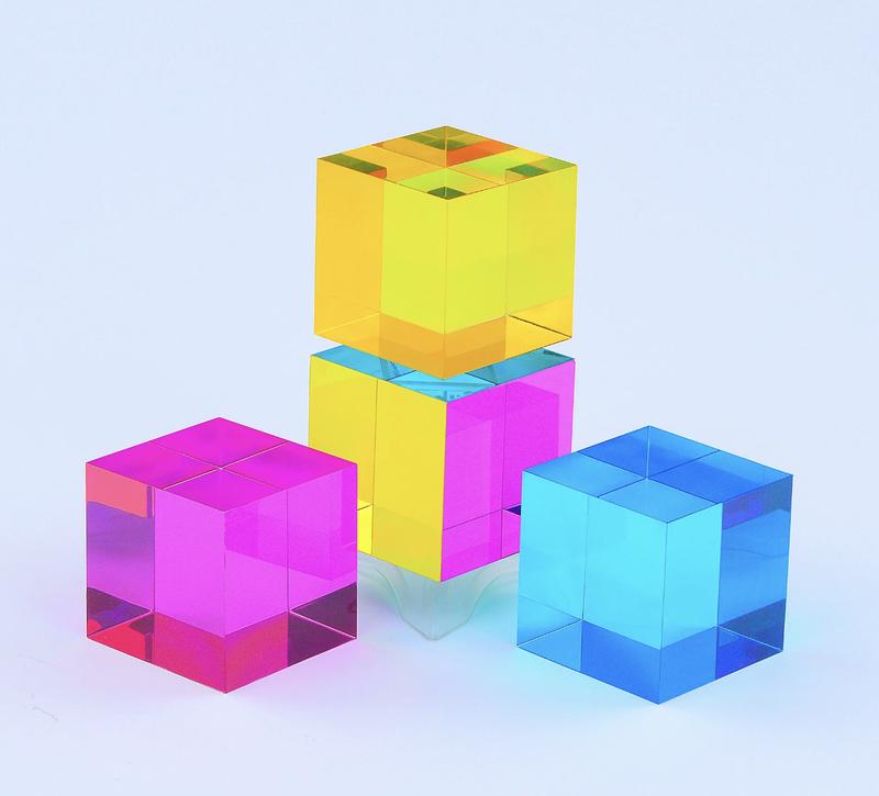 CMY Cubes - The C, M, Y Cubes - Hue Cubes - Optical Color Cube - Diamond Polished - Teaches Subtractive Color Mixing - Educational, Scientific, Physics & Kinetic Art Desk Toy