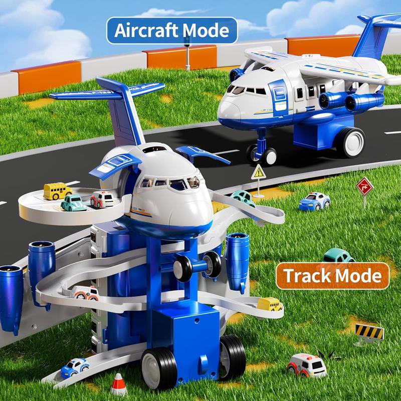 Kids Airplane Boy Toys for 3 4 5 Year Old Boys - Car Race Track for Kids Ages 3-5 with 8 Mini Car Toys, Toddlers Educational Toy, Birthday Gifts for Boys 3-5, Birthday Gift for Boys Girls 3-5