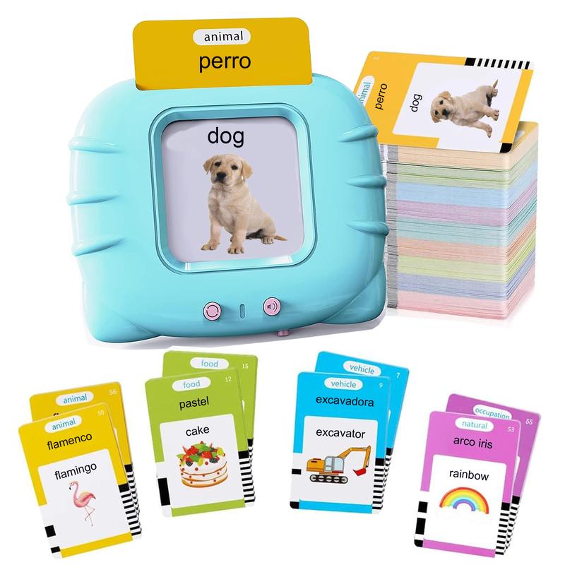 Spanish & English Talking Flash Cards for Boys and Girls Bilingual Spanish English, Learning Cards Sensory Sight Words Toys,Speech Training Toys, Educational Montessori Learning Interactive Talking 224 Sight Words Flash Cards Toys Christmas Gifts