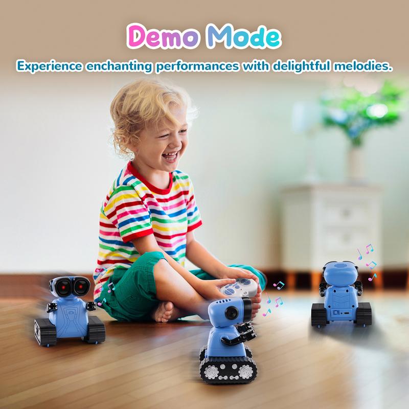 SGILE Remote Control Robot Toys with Music and LED Eyes, Auto-Demonstration, RC Rechargeable Emo Robots for Kids