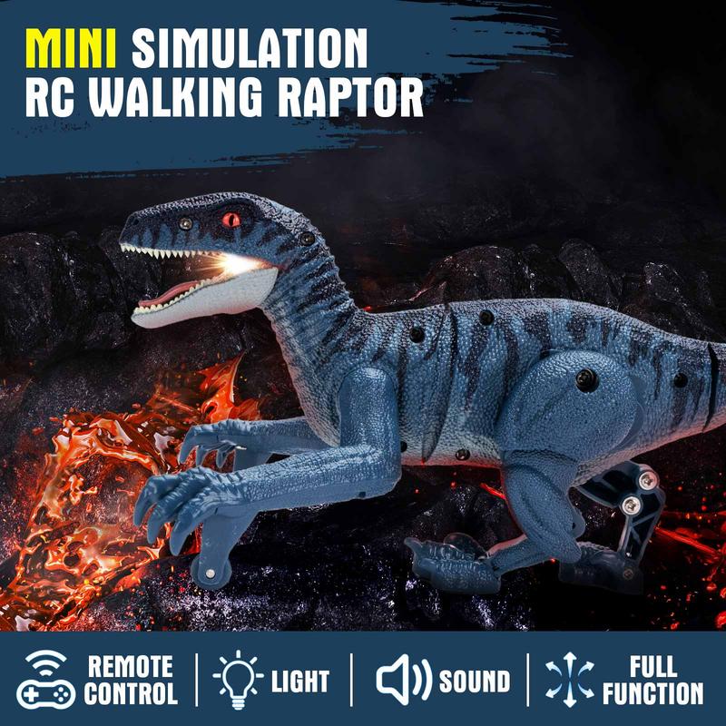 RC Dinosaur Toys for Kids, Electronic R C Dinosaur Walking Robot Toy with Light &Realistic Roaring Sound Velociraptor