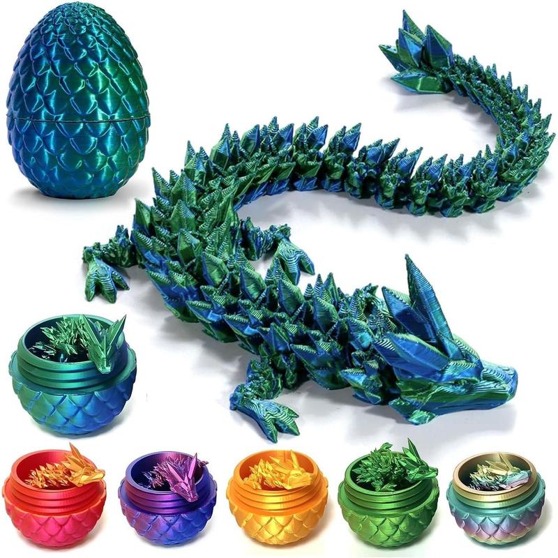 Dragon Egg 12-inch dragon toy 3D printed dragon toy, 3D printed dragon egg with hinged dragon, toy for boys and girls, Easter gift