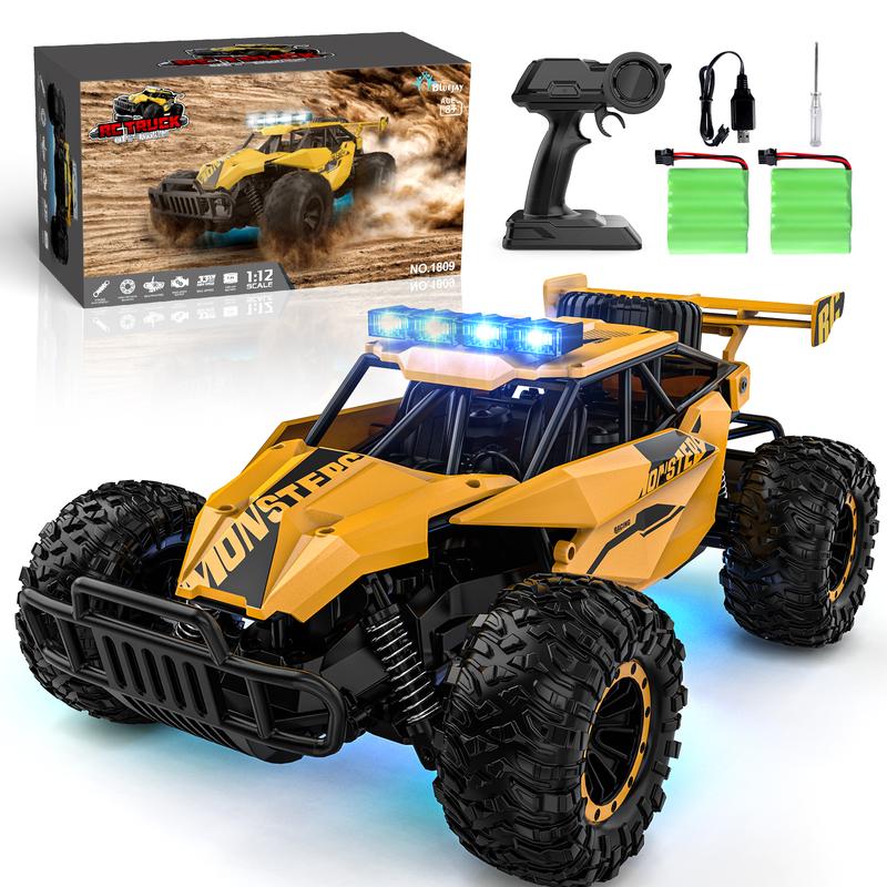 BLUEJAY Remote Control Car - 2.4GHz High Speed 33KM H RC Cars Toys, 1:12 Monster RC Truck Off Road with LED Headlight and Rechargeable Battery Gifts for Adults Boys 8-12 rc car rc monster Transforming Robot traxxas remote  control