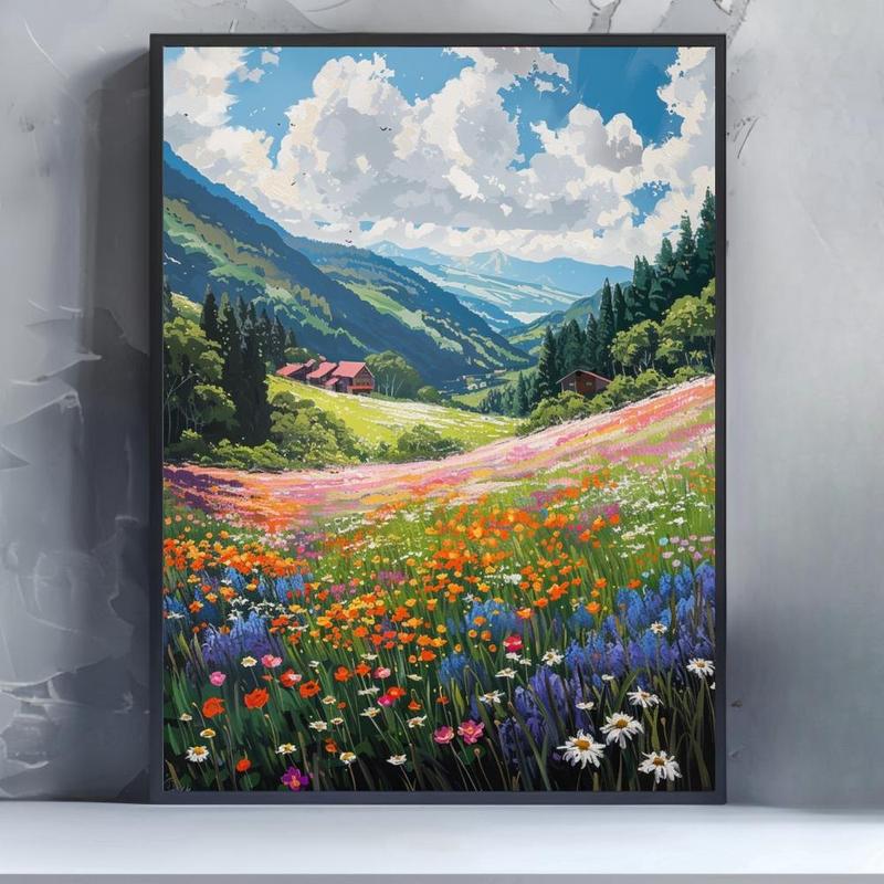 Flower Pattern DIY Diamond Arts Colorful Painting Kit without Frame, DIY 5D Diamond Arts Colorful Painting Kit, Wall Art Decor for Home Living Room Bedroom