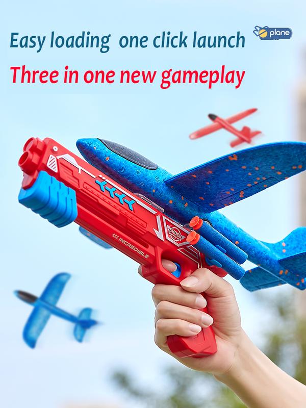 Soft Shell Aircraft Launcher with 10 Soft Bullets for Kids Outdoor Play - 3 in 1 Flying Toy