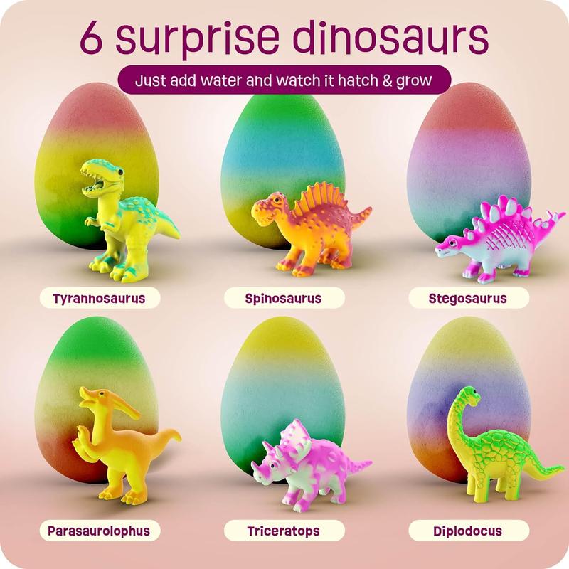 Dinosaur Hatching Surprise Eggs for Kids - 6 Pack - Grows 600% - Dino Egg Toys for Boys & Girls Age 3-8 - Gift Ideas, Party Favors, Stocking Stuffers for 3+ Year Old Boy - Gifts for Ages 3 4 5 6 7 8