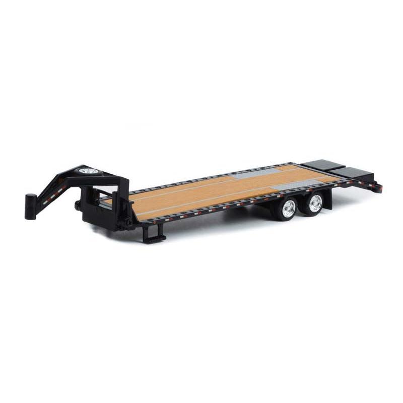 CHASE Gooseneck Trailer - Black w  Red and White Conspicuity Stripes - (Hobby Exclusive) Diecast 1:64 Model - Greenlight 30390