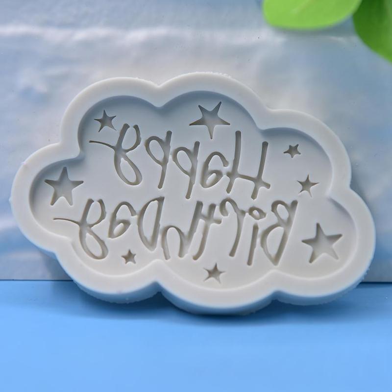 Letter Pattern Silicone Mold, Cute Cloud Shaped Candle Making Mold for Birthday Decor, DIY Candle & Soap Making Supplies