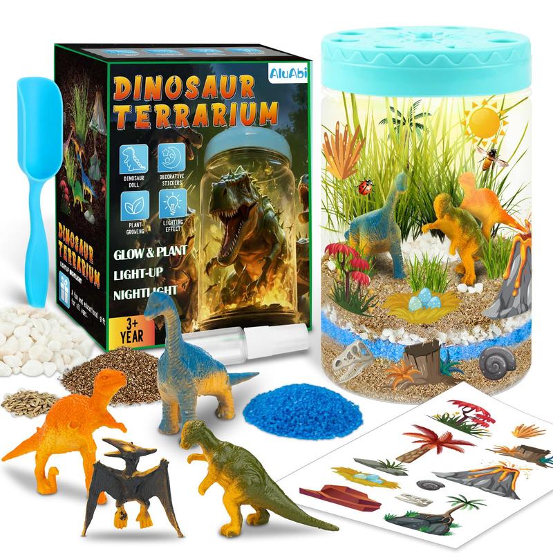 Christmas gifts kids toys,Light Up Dinosaur Terrarium Kit for Kids, Educational Science Kits Gardening Kit for Kids Boys and Girls, Creative Dinosaur Toys for Boys, Arts and Crafts for Kids Birthday Gifts for Ages 4 5 6 7 8-12