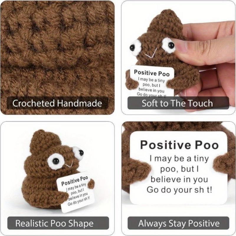 Poo Cute Crochet Potato Toy with Inspirational Quote Card – Unique Handmade Gag Gift for Friends, Birthdays, Teachers, Fall Decor & Celebrations