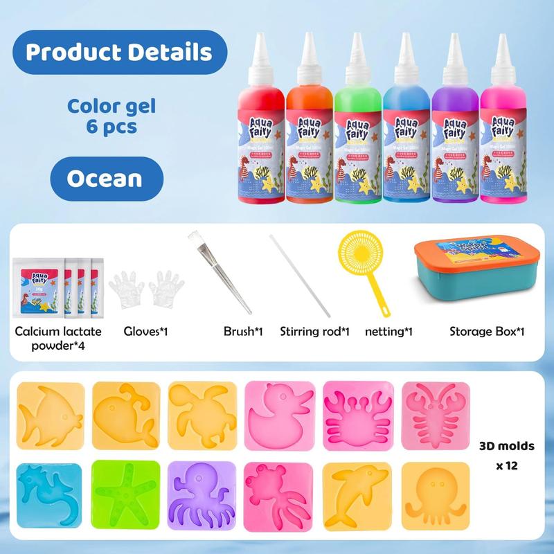 NEW 2024 - CLEARANCE SALE 51% Magic Water Elf Toy Kit with 6 Magic Gels, 12 Molds - Imaginative Play, Christmas Gifts, Birthday Gifts, Party Favors, and Family-Friendly DIY STEM Projects (6 Colors)