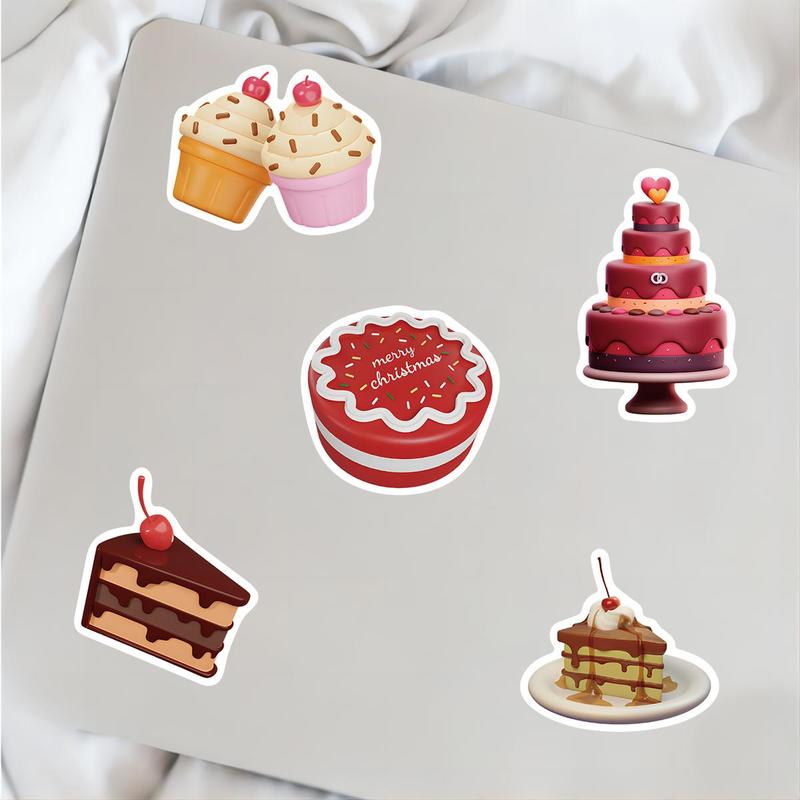 3D Cake Pattern Sticker, 50pcs set Cute Colorful Cake Sticker, DIY Decorative Sticker for Laptop, Phone, Scrapbooking, Journal Making