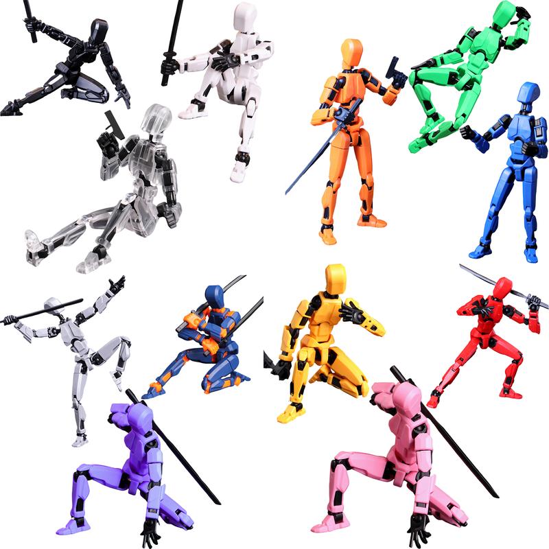 Pre-Assembled Set of 3 3D Printed Multi-Jointed Action Figure Sets T13, Fully Articulated Robot Models, Suitable for Stop Motion Animation, Halloween Gifts, and Christmas Gifts