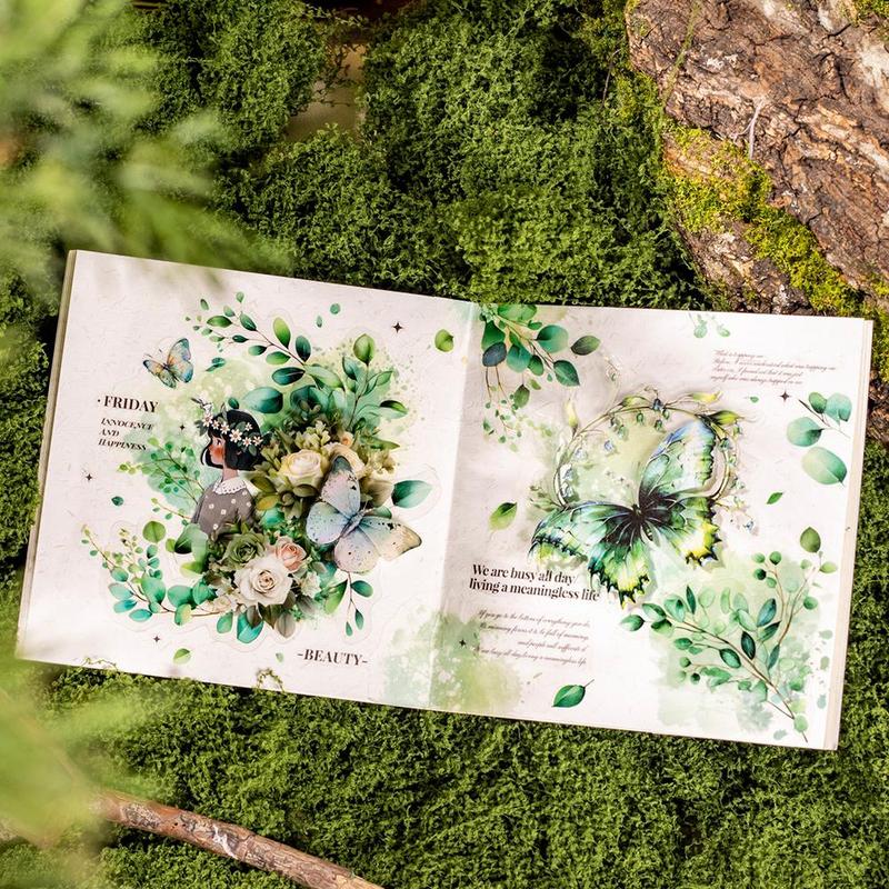 Forest Plant Series Decorative Paper, 20pcs pack Scrapbooking & Stamping Pet Sticker, DIY Decorative Sticker For Stationery