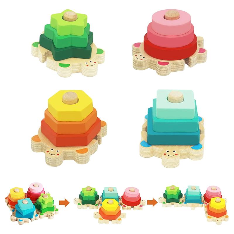 Montessori  Stacking Toys, Shape Sorter Children Toys, Wooden Funny Block Educational Puzzle Toys for Girls Boys, Preschool Learning Gifts