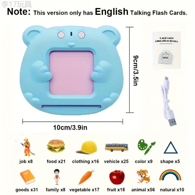 510 224pcs Talking Flash Cards for Kids, Sight Words Learning Toys, Pocket Vocabulary Educational Games, Blue & Pink Plastic, Christmas Gift