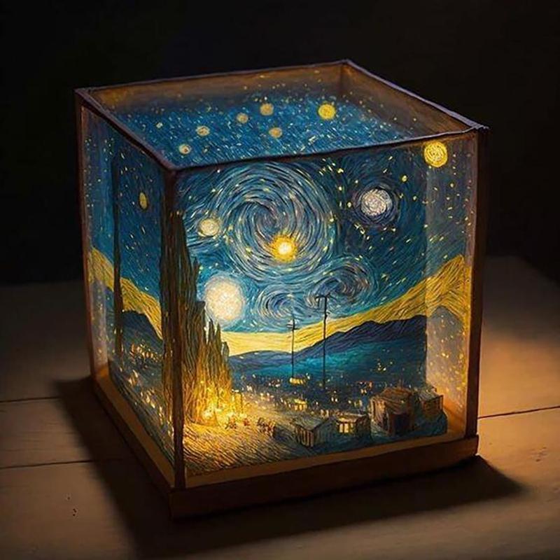 Starry Night Van Gogh Pattern DIY Diamond Arts Colorful Painting Kit without Frame, DIY 5D Diamond Arts Colorful Wall Art Decor for Home Bedroom, Christmas Gift