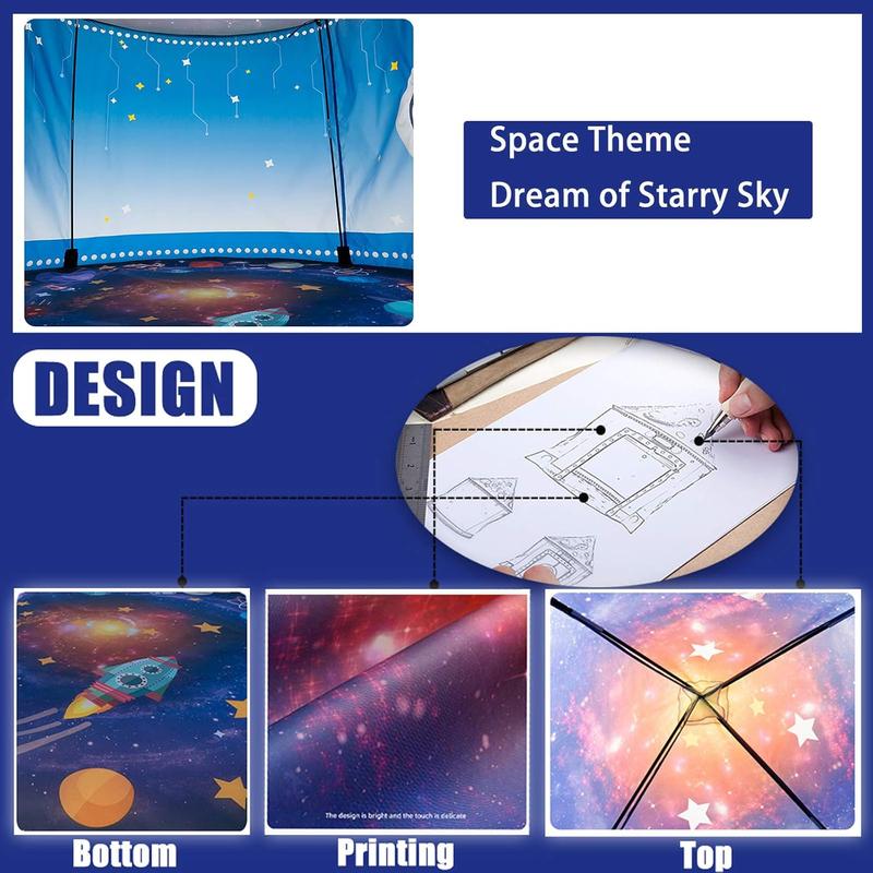 Rocket Ship Play Tent for Kids, Astronaut Spaceship Space Themed Pretend Playhouse Indoor Outdoor Games Party Children Pop Up Foldable Tent Birthday Toy for Boys Girls Toddler Baby