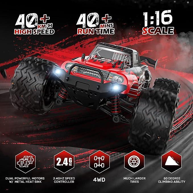 DEERC 9500E 1:16 Scale All Terrain RC Car, 4x4 High Speed 40 KPH RC Truck, 2.4Ghz Remote Control Truck with 2 Rechargeable Batteries