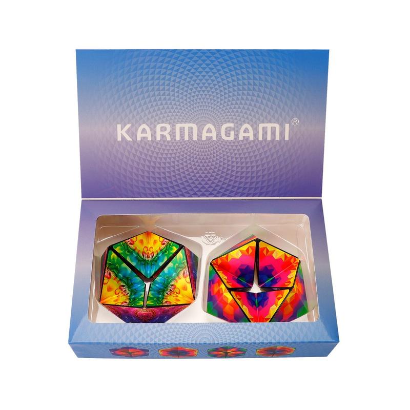 Shashibo Karmagami “Pixels” and Boho 2 Pack Sensory Toy for Kids  Kaleidocycle Fidget Toy for Adults to Stay Calm & Focused  Tear-Resistant Desk Manipulative Gadget