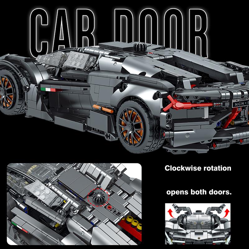 1:14 Scale Sports Car Building Blocks Set Collectible Model Building Set, Supercar Building Kit for Boys, Girls, and TeensGift for Sports Car Fans 1512 PCS (Black)