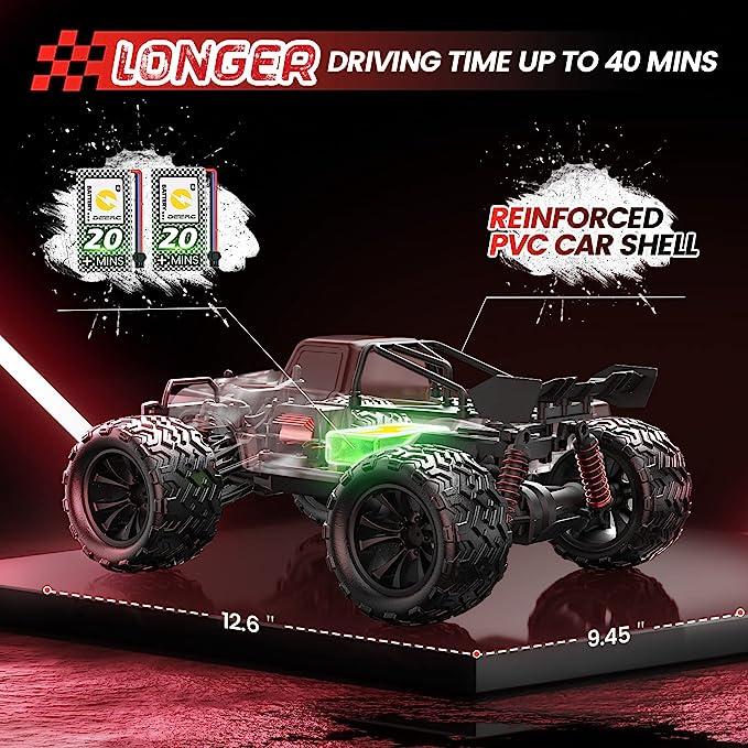 DEERC 9500E 1:16 Scale All Terrain RC Car, 4x4 High Speed 40 KPH RC Truck, 2.4Ghz Remote Control Truck with 2 Rechargeable Batteries