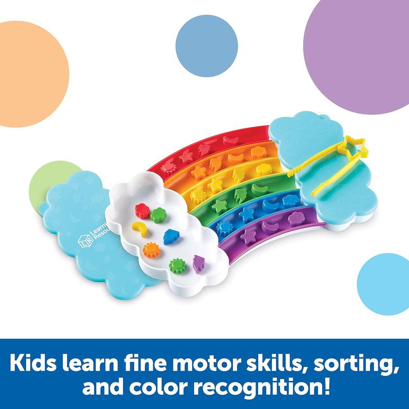 Learning Resources Rainbow Sorting Set,37 Pieces, Ages 3+, Fine Motor Skills, Color and Sorting Recognition, Addition Skills, Sensory Tray Toys