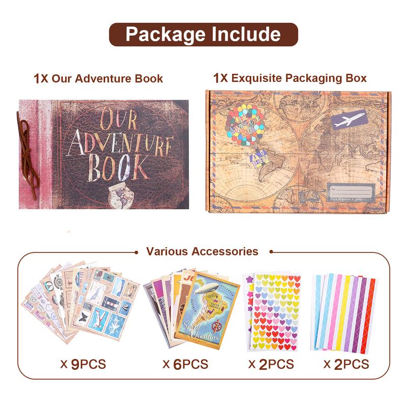 Our Adventure Book Scrapbook Handmade DIY Family Photo Album Expandable 11.6x7.5in 80 Pages With Gift Box Multiple Accessories Mother's Day Gifts