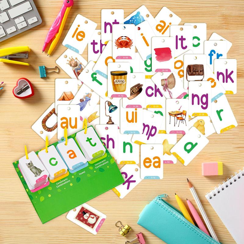 Sentence Building Flash Card, 1 Set Shape Color Cognition Theme Word Games, Phonics Games Education Card for Speech Therapy Reading Manipulative Spelling