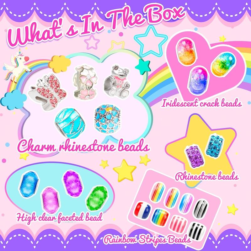 Charm Bracelet Making Kit, Toy for Girl 8-12 Beads Craft Set for 5 6 7 8 9 10 11 12 Year Old Teenage Birthday Gift