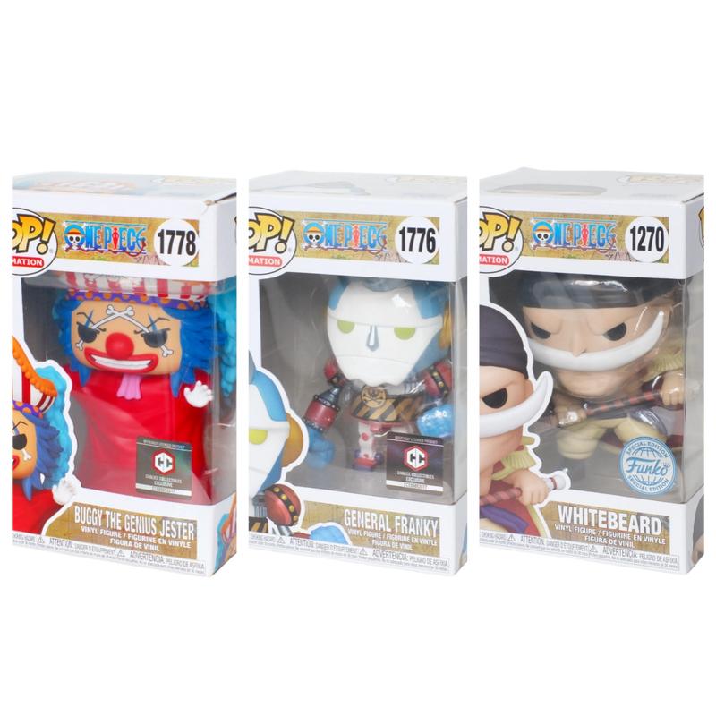 Funko Pop!combination,One Piece +General Franky #1776+Buggy The Genius Jester #1778+Whitebeard  #1270