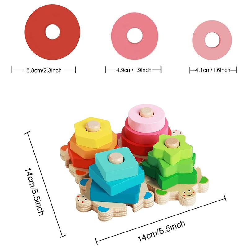 Montessori  Stacking Toys, Shape Sorter Children Toys, Wooden Funny Block Educational Puzzle Toys for Girls Boys, Preschool Learning Gifts