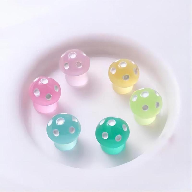 Random Color Mushroom Shaped Glowing Bead, 20 50 100pcs Cute Mini Cartoon Little Mushroom Diy Resin Set, Party Decoration Supplies